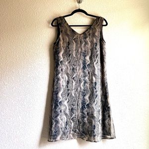Vintage Robbie Bee 100% Silk Sleeveless Brown and Black Snake Print Dress S